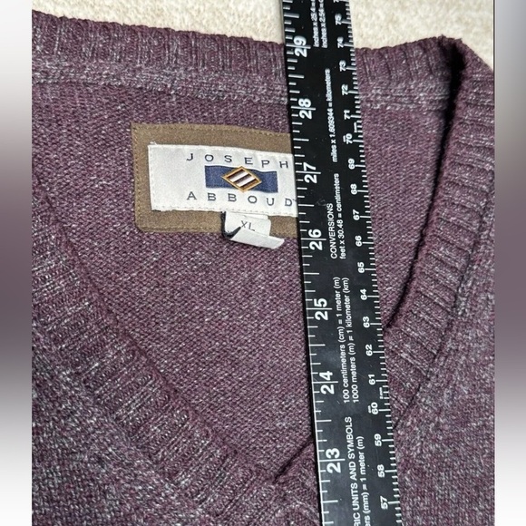 Wool Men’s XL V Crew Neck Pullover Sweater Plum Sweatshirt EUC Joseph Abboud - Picture 7 of 10